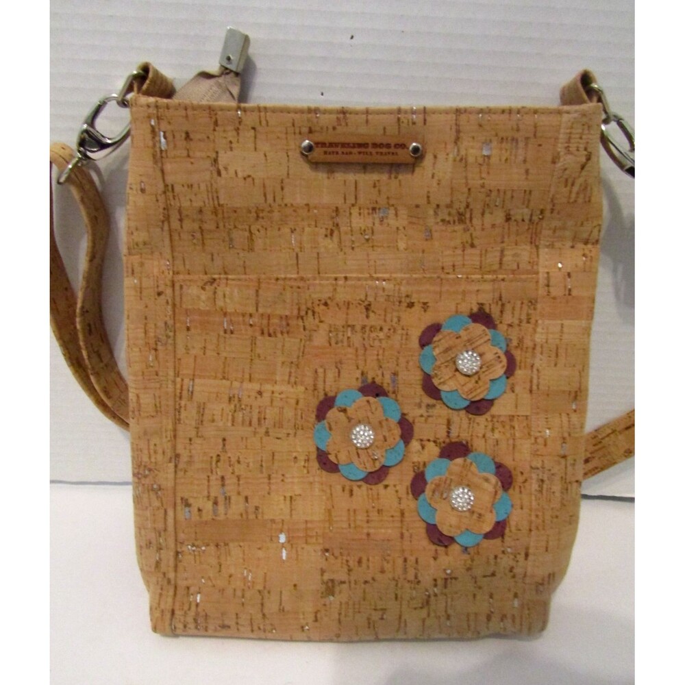 Traveling Dog Co Cork Crossbody Bag Vegan Leather Floral Boho Purse - Picture 3 of 6